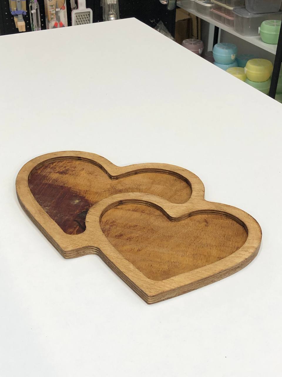 سینی سرو قلبی چوبی