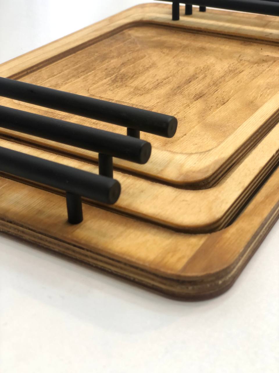 سینی چوبی  دسته فلزی3 سایز