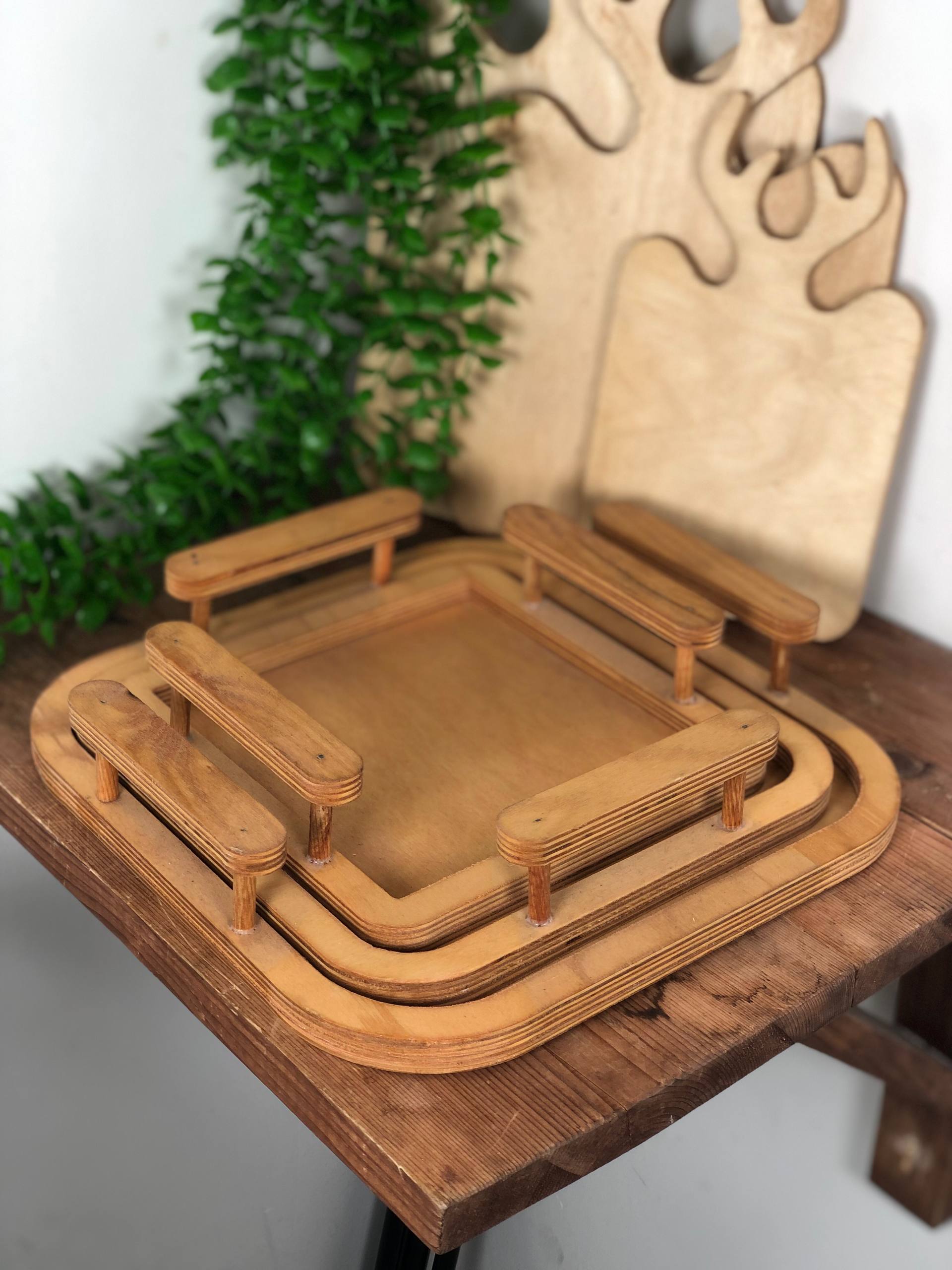 سینی چوبی دسته دار 3 عددی