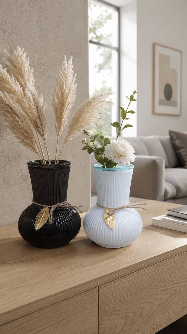 گلدان شیشه ای رنگی