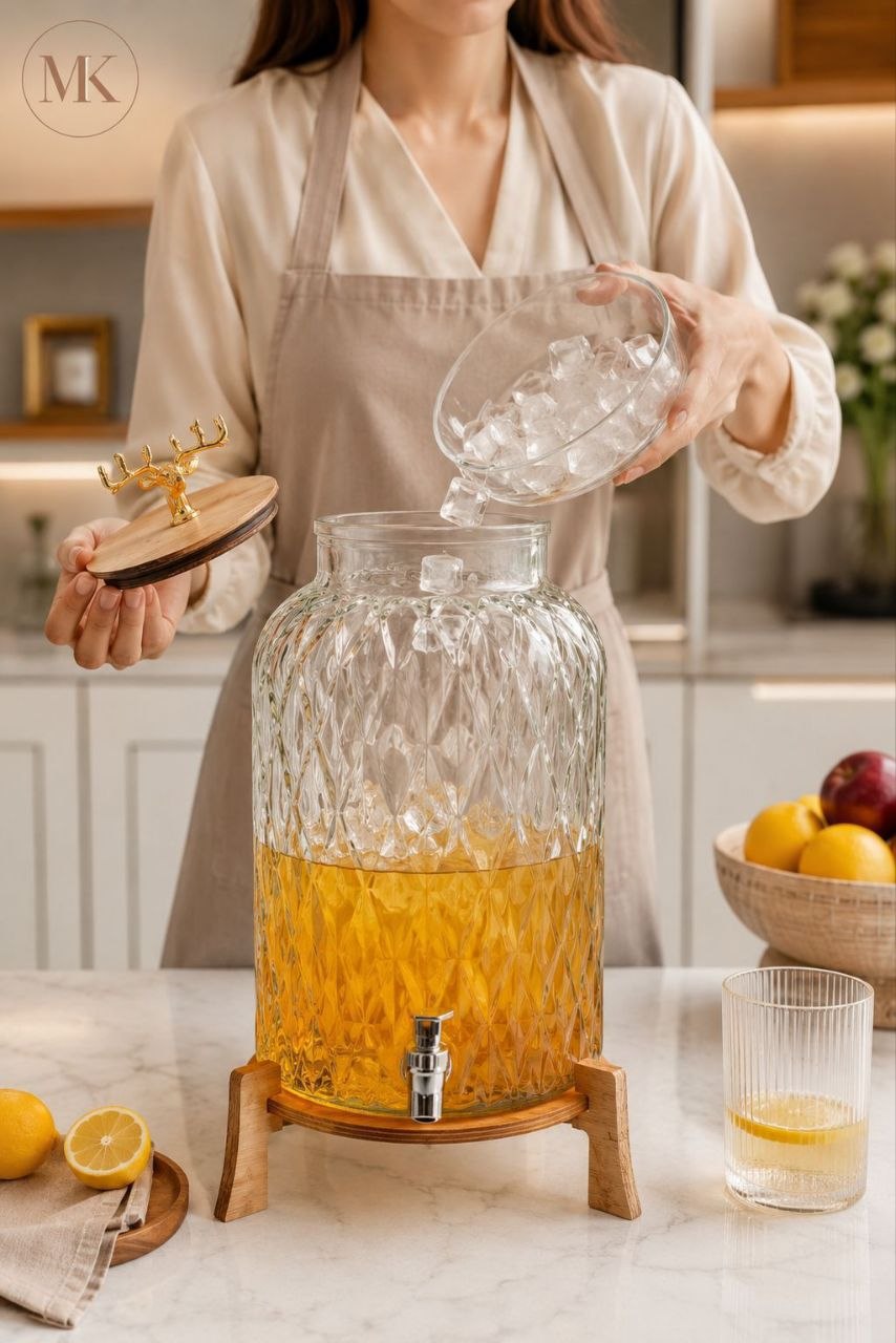 کلمن شیشه ای پایه دار 8 لیتری