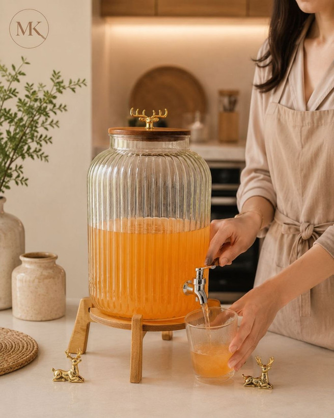 کلمن شیشه ای پایه دار 8 لیتری
